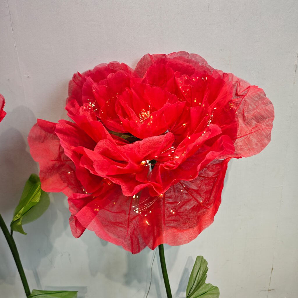 Electric red opening and closing flower, suitable for indoor and outdoor use, ideal for weddings, queuing events, etc.
