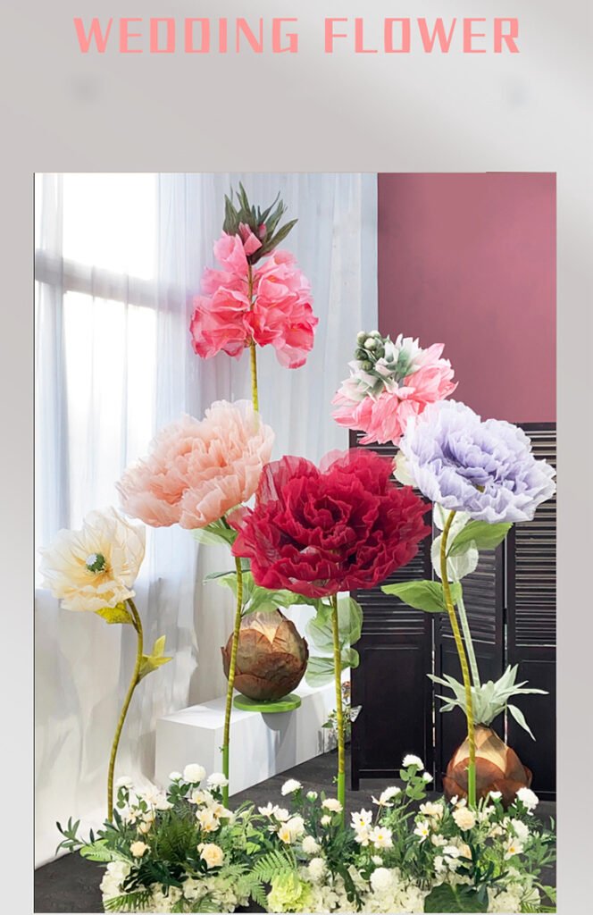 Wedding props, aisle decorations, electric mechanical opening and closing silk mesh artificial flowers, on-site decorations, display cases