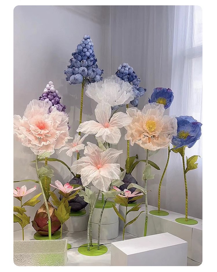 Large-scale giant paper flower decorations for shopping malls, wedding decorations, wedding props, window displays, and finished handmade paper flowers