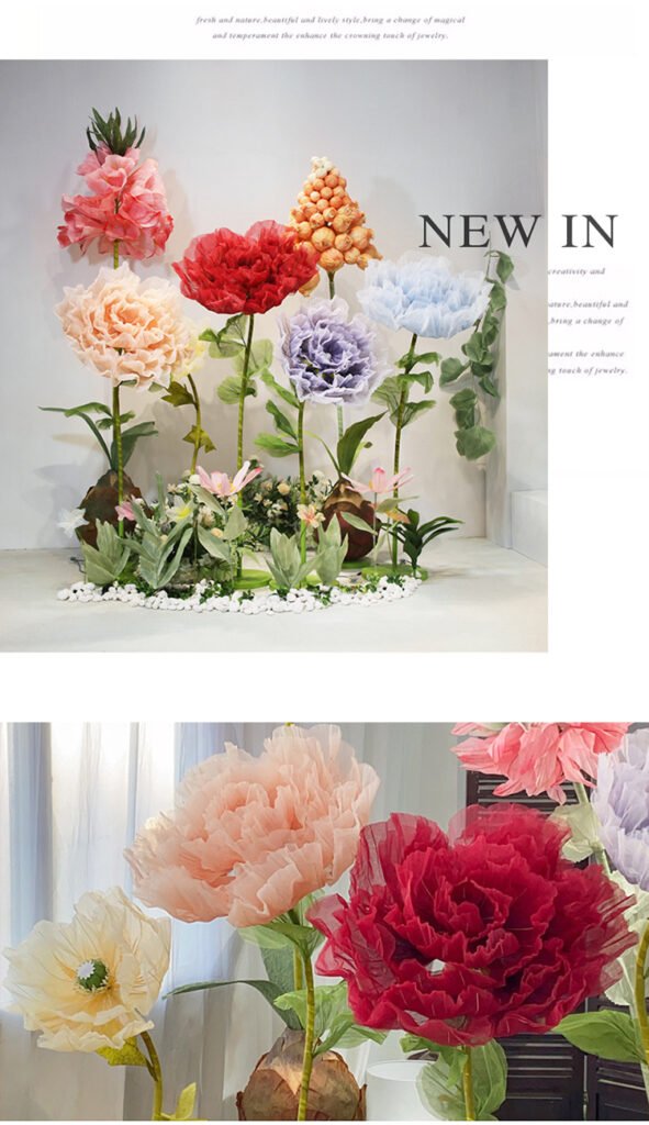 Wedding props, aisle decorations, electric mechanical opening and closing silk mesh artificial flowers, on-site decorations, display cases